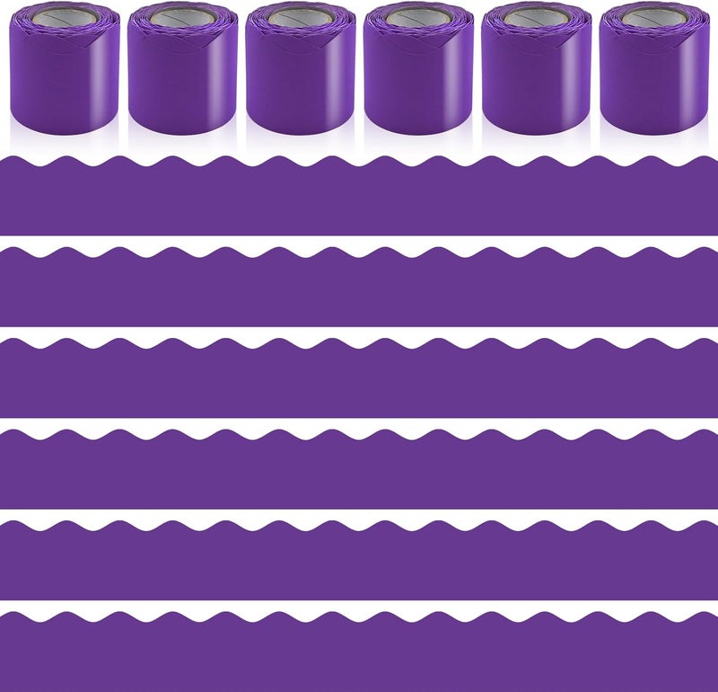 Bermoge 6 Rolls 196.8 Ft Bulletin Board Borders - Purple Classroom Borders for Scalloped Bulletin Board Trim - Teacher Border for School, Classroom, Office, Poster, Home & Party Decorations - Image 1